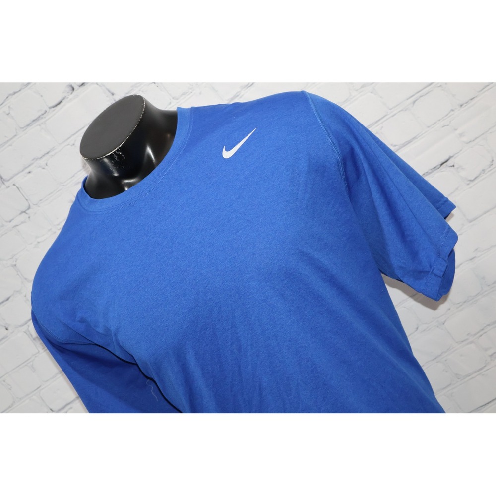 Nike Gym Shirt Workout Mens 2XL Blue Dri-FIT Short Sleeve Performance Athletic